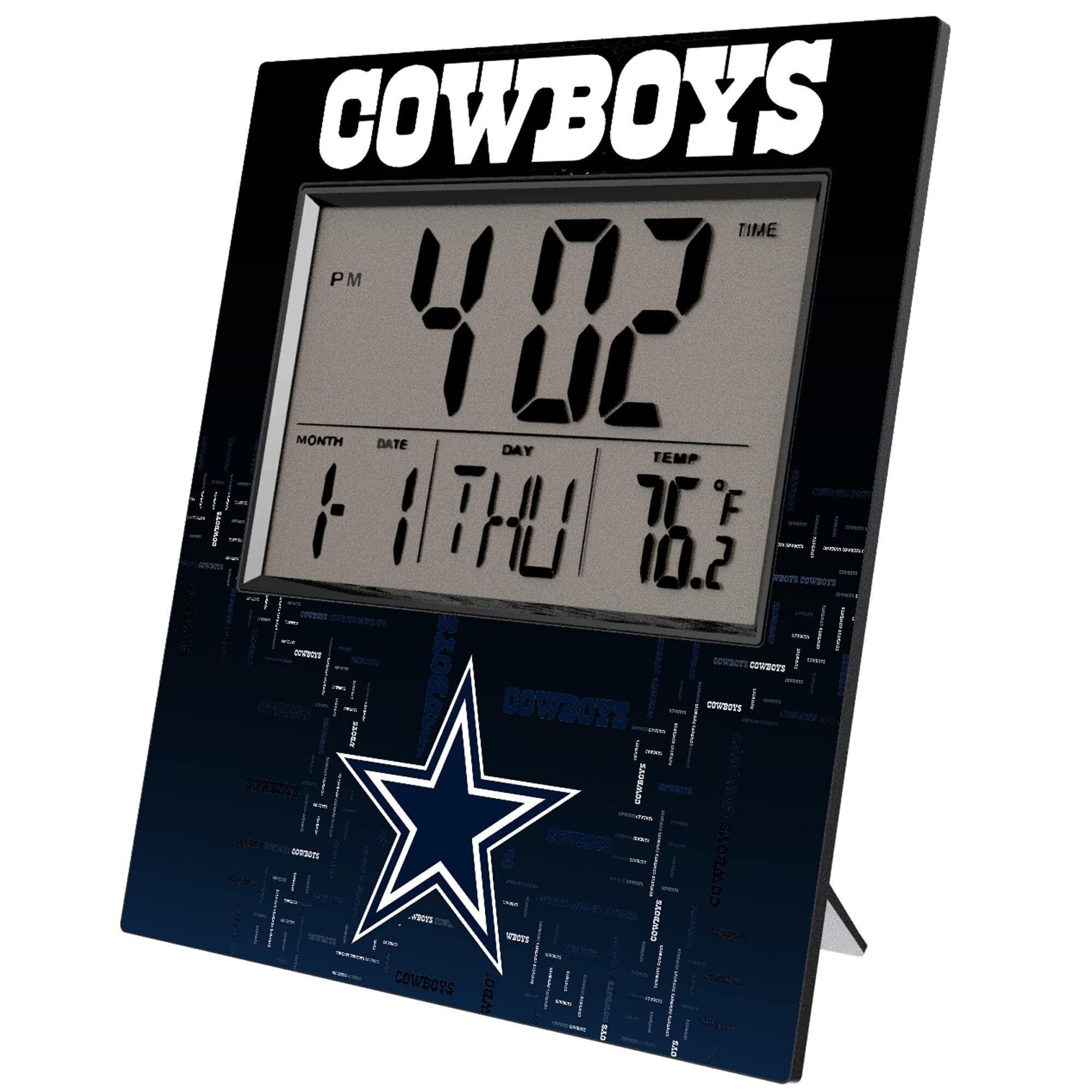 Keyscaper - Dallas Cowboys Quadtile Digital Desk Clock - Multicolor