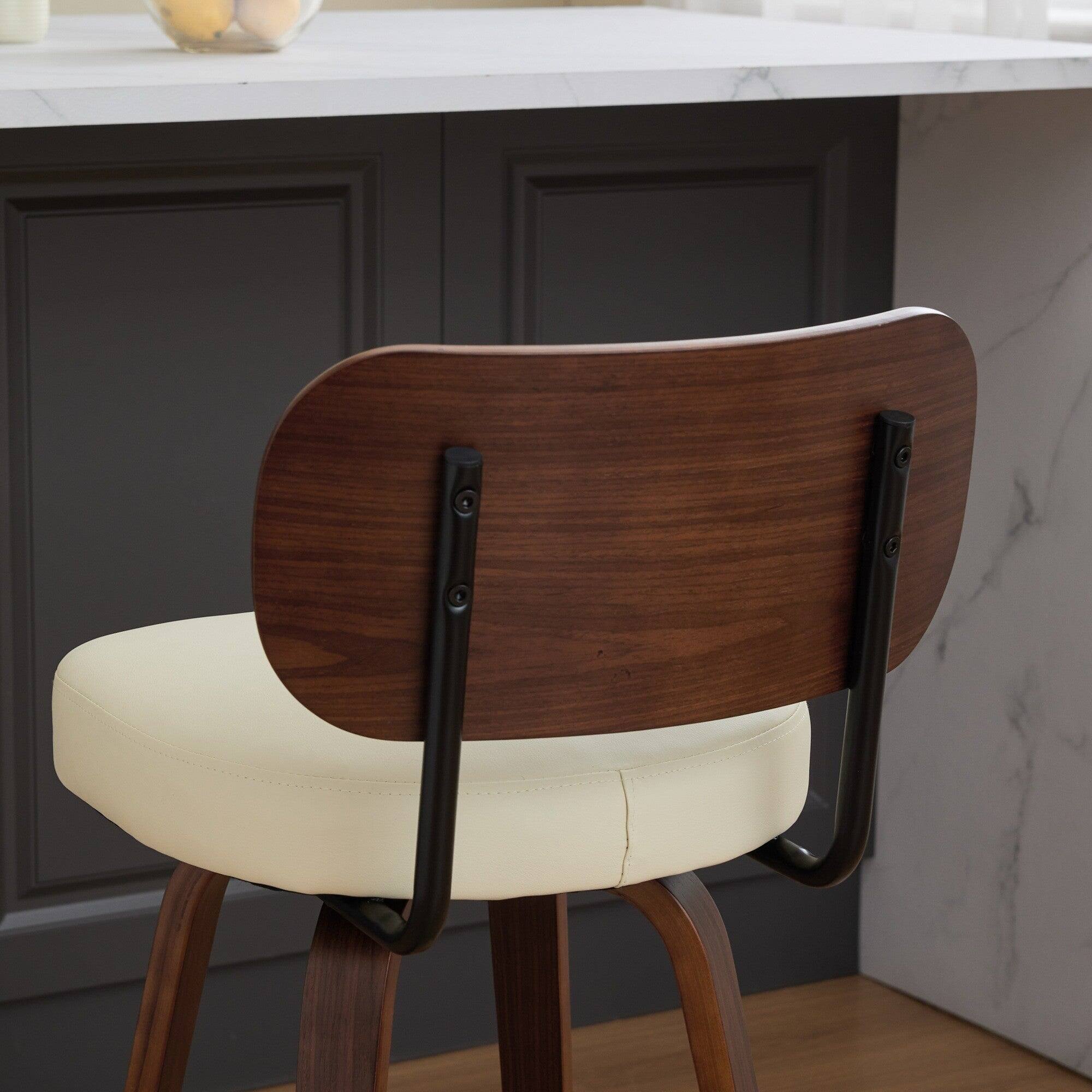 Alt View 4. Boyel Living - 26 Inch Swivel Counter Height Bar Stools Set of 2 with Walnut Bentwood Legs - Beige.