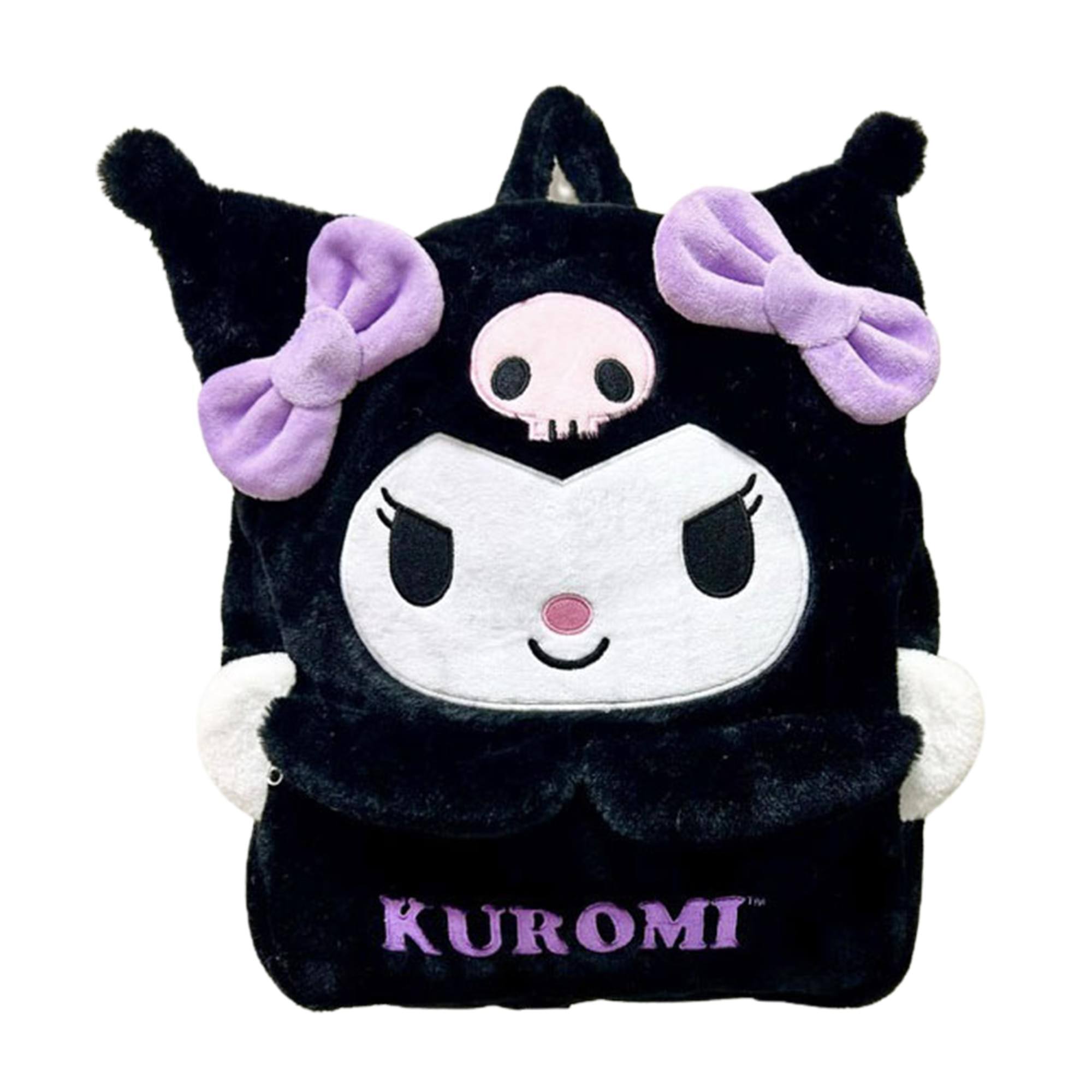 Hello Kitty - Sanrio Kuromi 16 Inch Embroidered Plush Backpack - Black/Purple