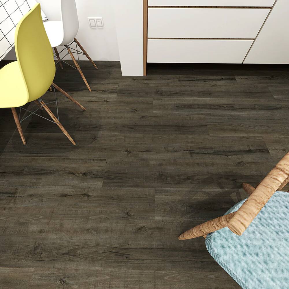 Angle. Dotfloor - 62.6"x9" SPC Composite Flooring; 5 Planks/Box (19.56 sq. ft/Box); 8mm Thick with ; 30 mil Wear Layer; - Indian Summer.