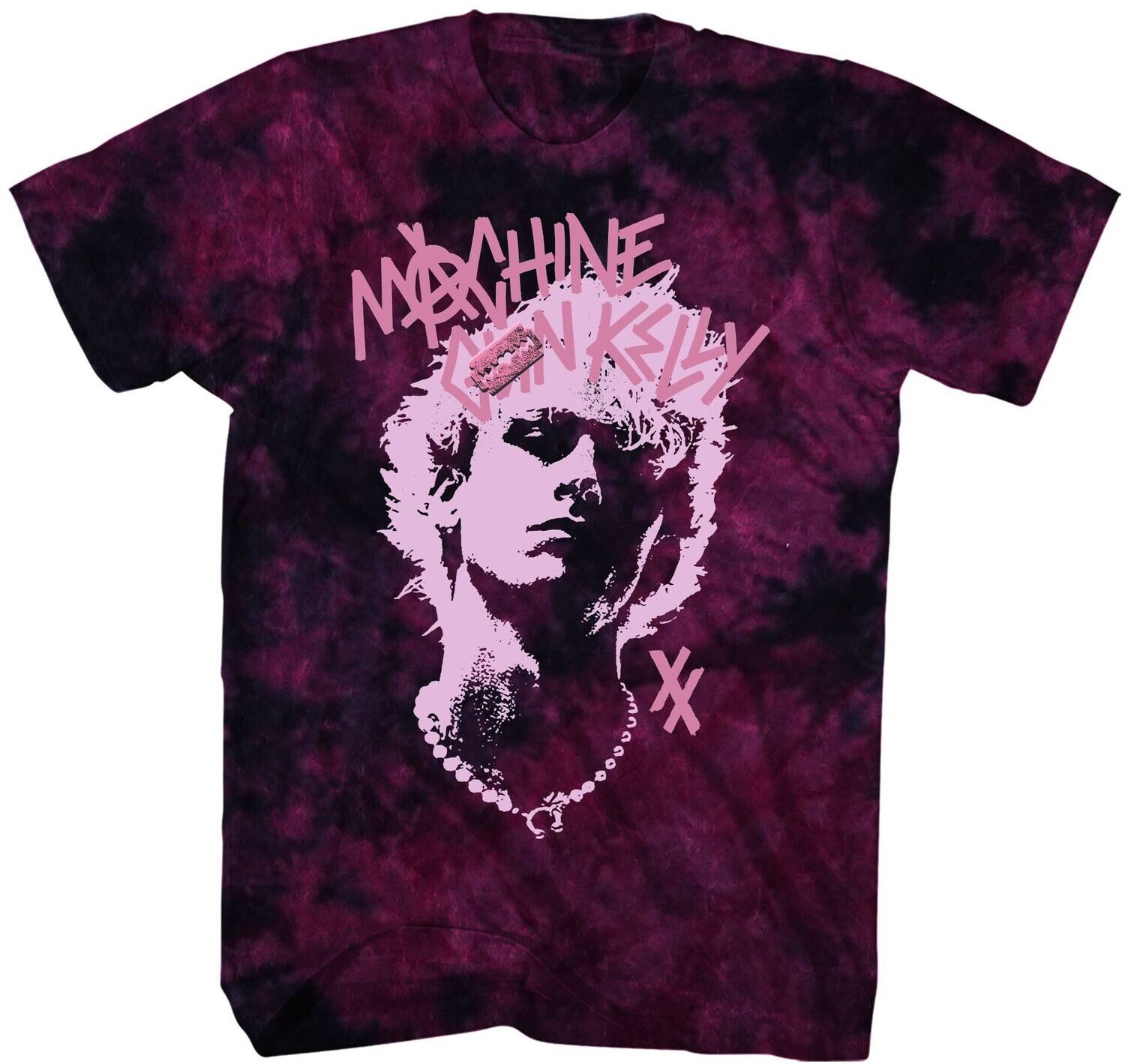 PopMarket - Machine Gun Kelly - MGK - Silhouette Portrait T-Shirt - XL Pink/Black Crystal Wash 33981074A4 - APPAREL - Multicolor