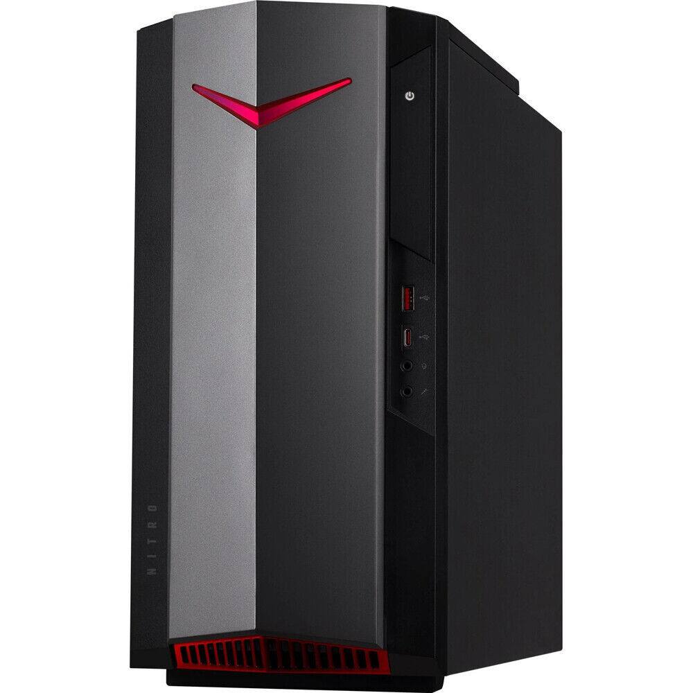 Angle. Acer - Acer Nitro 50 Gaming Desktop Intel i5-11400 GeForce GTX 1650 8GB 512GB W11H WiFi - Black.