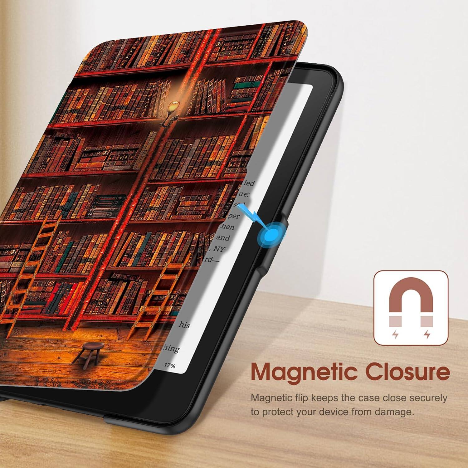 Magnetic Closure  
Magnetic flip keeps the case close securely to protect your device from damage.