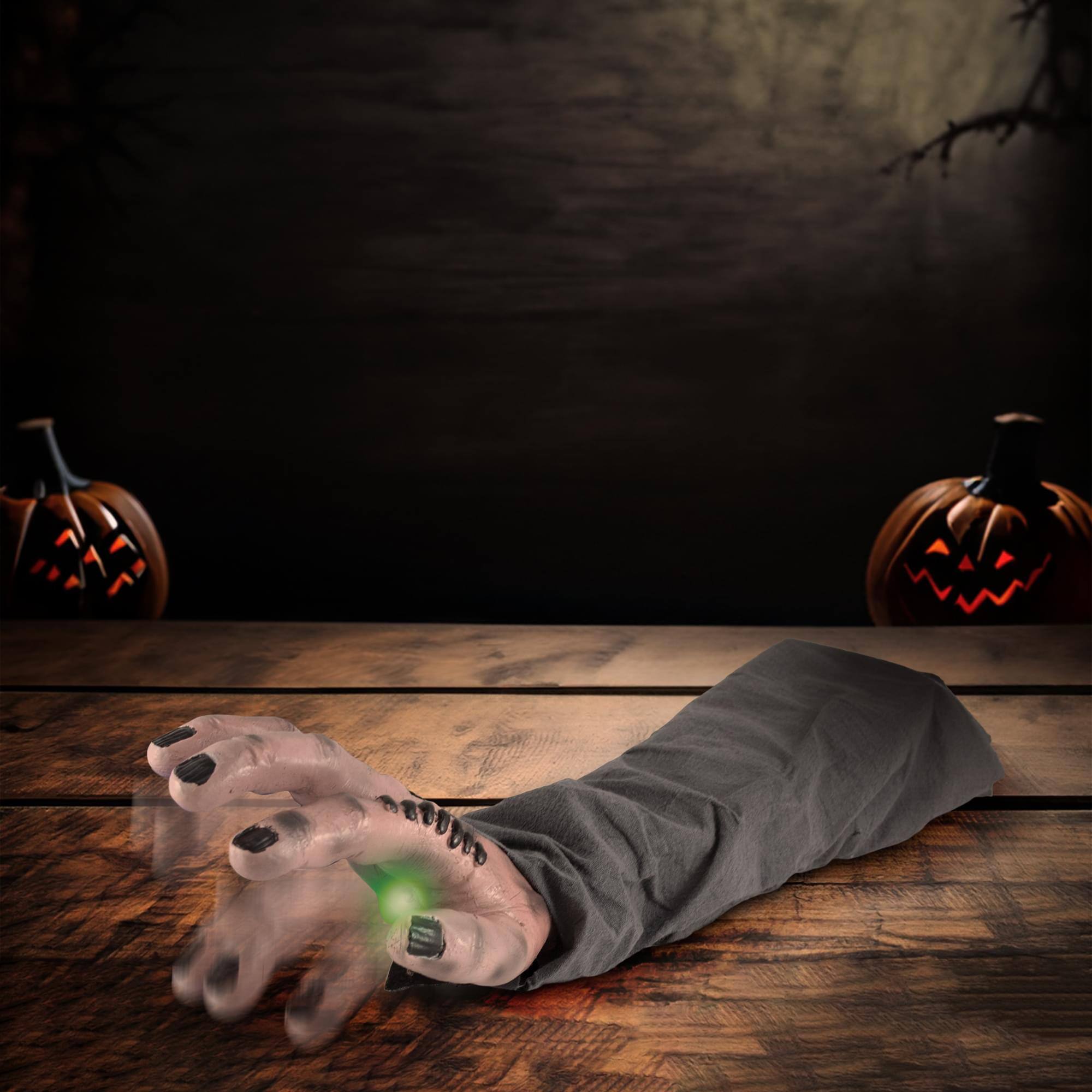 Alt View 1. Funworld - Animated Light-Up Snap-Up 19 Inch Zombie Arm Halloween Decor - Brown.