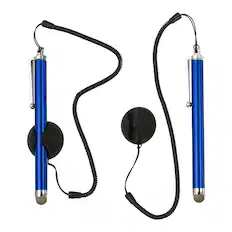 Front. Unique Bargains - 2pcs Screen Capacitive Pen with Spring Rope Fixing Dock High Sensitivity for Mobile Phone Car Navigation GPS POS Tablet - Dark Blue.