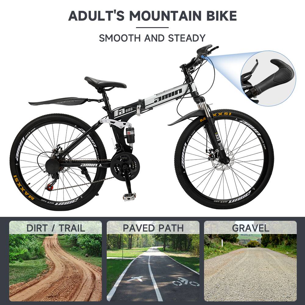 ADULT'S MOUNTAIN BIKE  
SMOOTH AND STEADY  

DIRT / TRAIL  
PAVED PATH  
GRAVEL