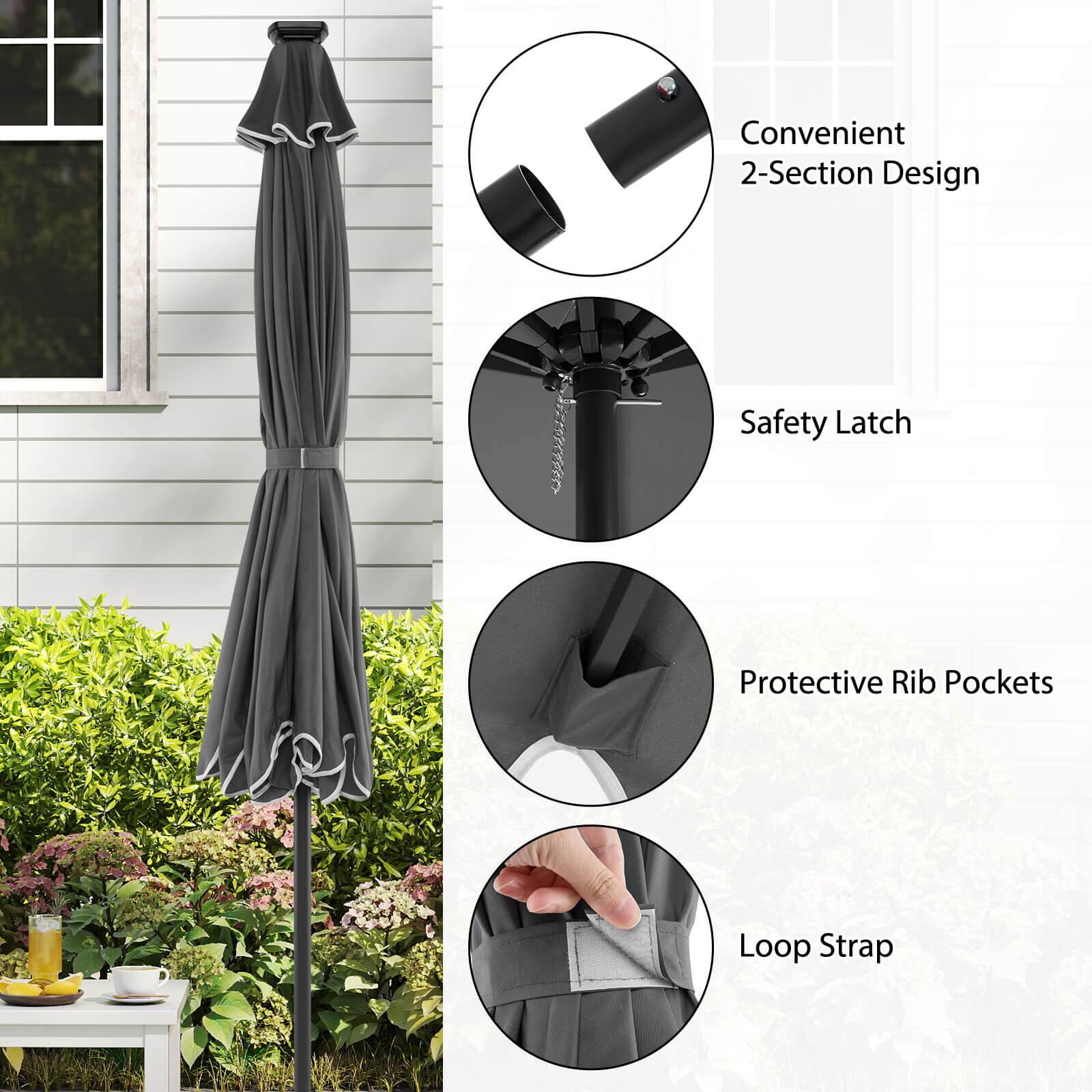 Convenient 2-Section Design Safety Latch Protective Rib Pockets Loop Strap