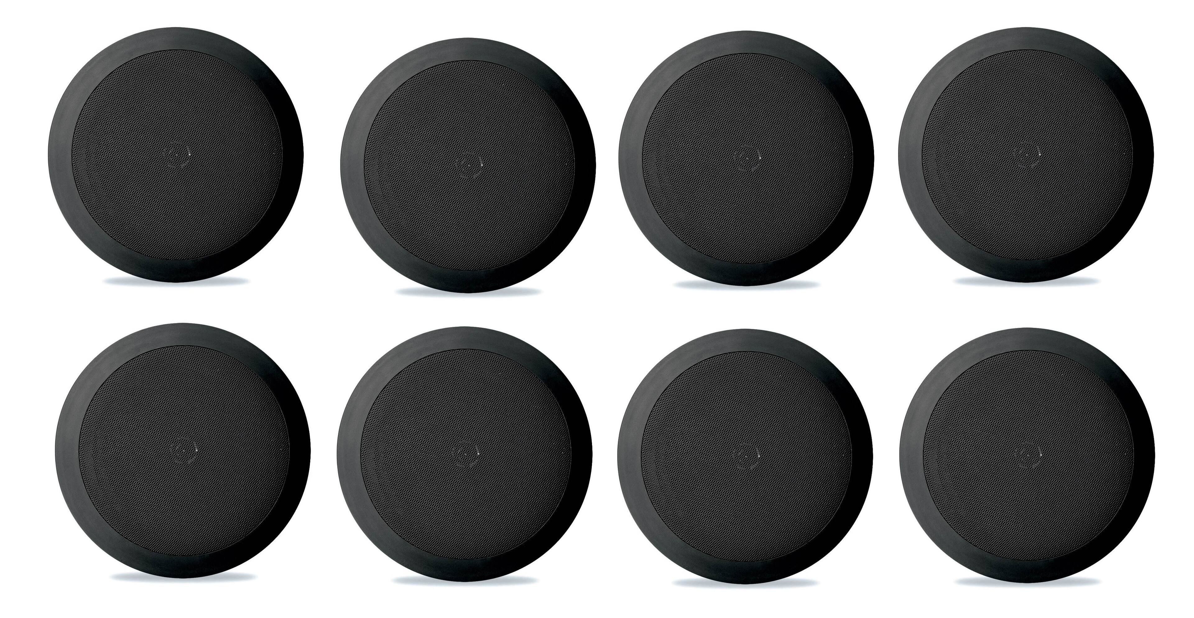 Front. Pyle - 8) NEW Pyle PDIC81RDBK 250W 8 Inch Flush In-Wall In-Ceiling Speakers - Black.