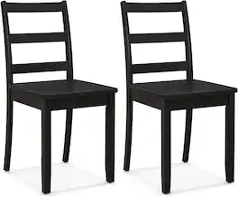 Costway - Dining Chairs Set of 2 Wood Dining Room Kitchen Side Chairs - Black