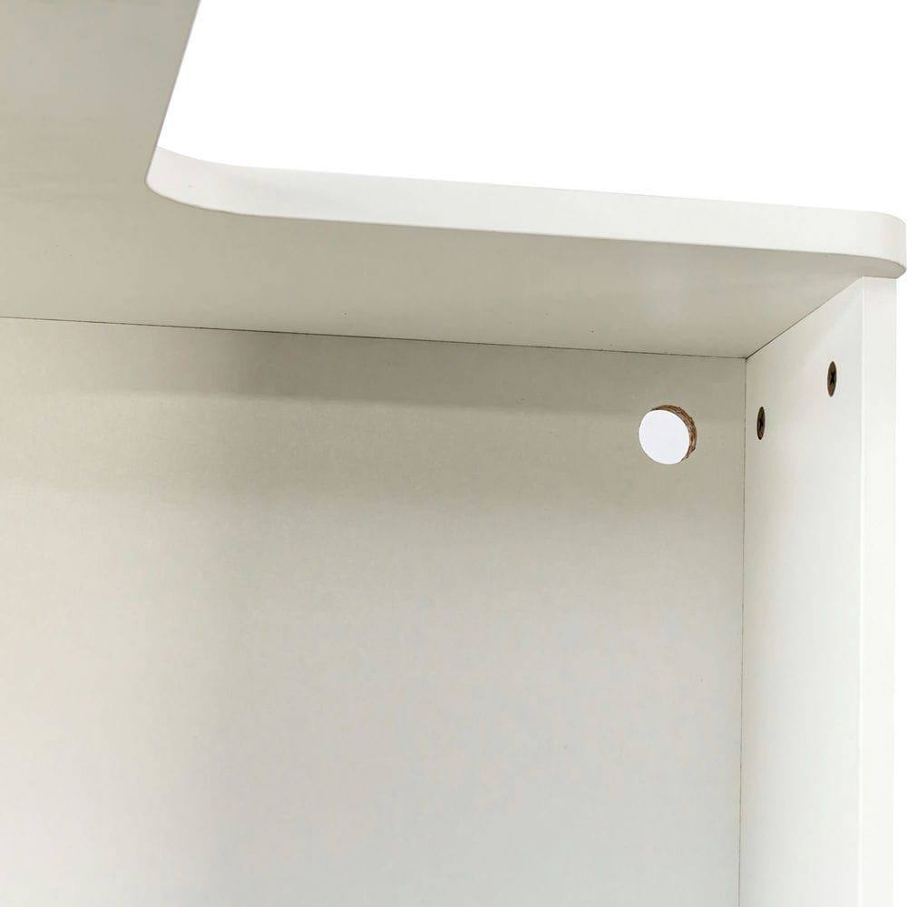 Back. Kadyn - Corner Book Shelf - 5 Tier Corner Bookcase with Baffle, Freestanding L Shaped Display Shelf Stand for Office, White - White.