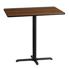 Flash Furniture - Stiles 30'' x 42'' Rectangular Walnut Laminate Table Top with 23.5'' x 29.5'' Bar Height Table Base - Brown