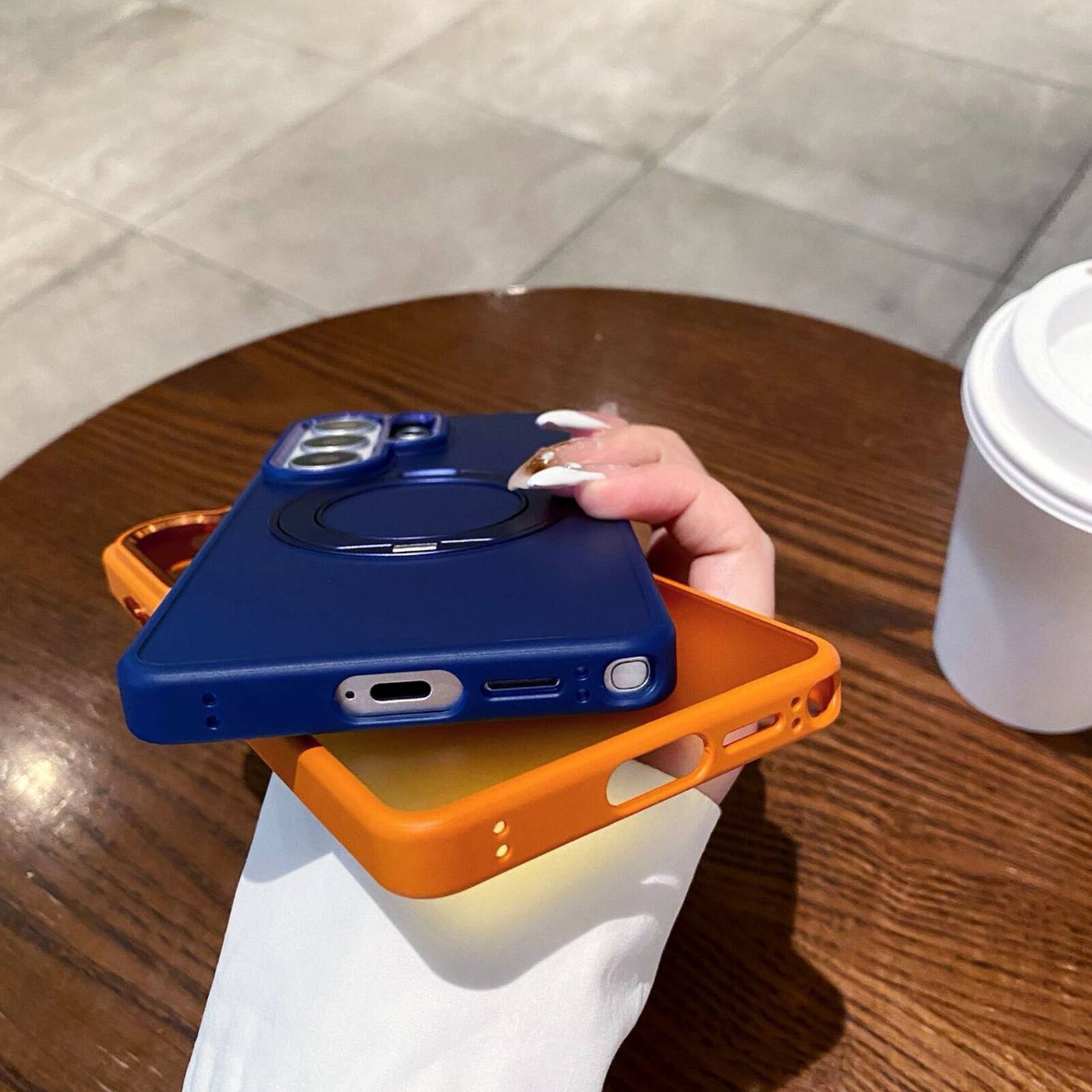 Alt View 1. Dteck - Magnetic Translucent Frosted Case for Samsung Galaxy S26 Ultra with 360 Rotation Ring Stand, Shockproof Protective Cover - Blue.