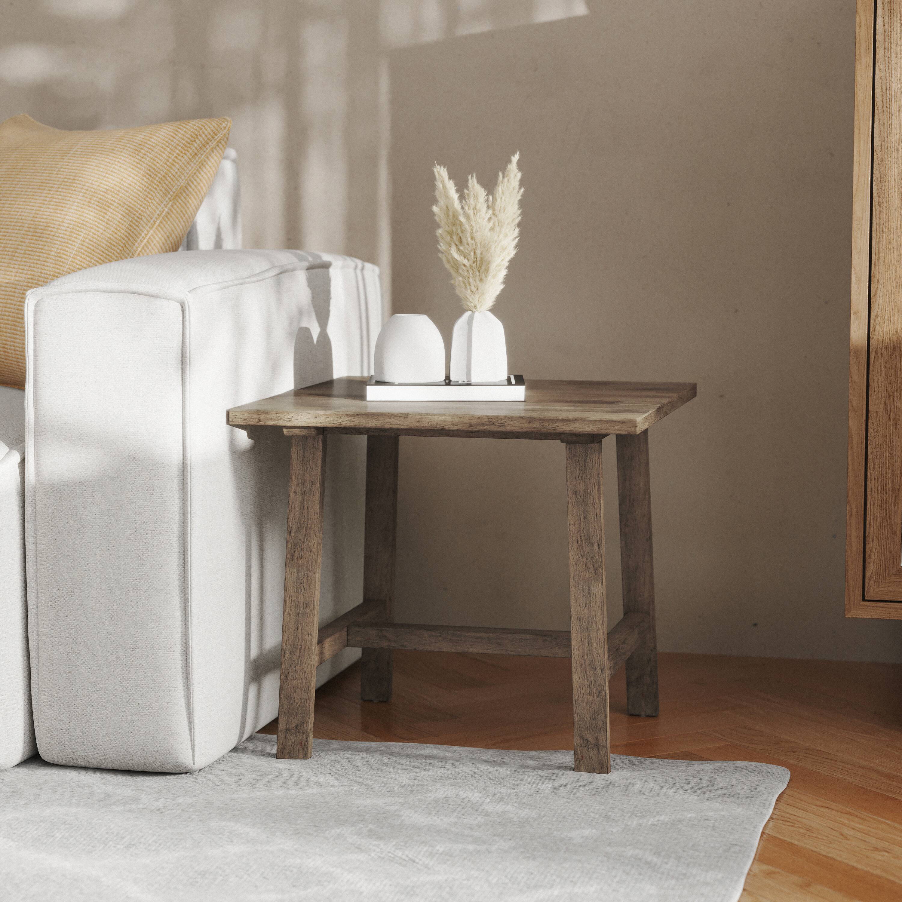 Alt View 2. Flash Furniture - Eli Solid Wood Farmhouse End Table, Trestle Style Accent Table in Rustic Brown - Brown.