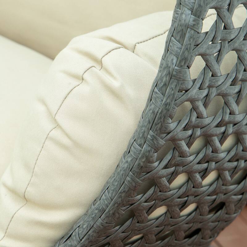 Alt View 1. LeisureMod - Leisuremod Outdoor 2-Person Charcoal Wicker Egg Swing Chair with Steel Stand, Washable Cushions & Waterproof Cover - Taupe.
