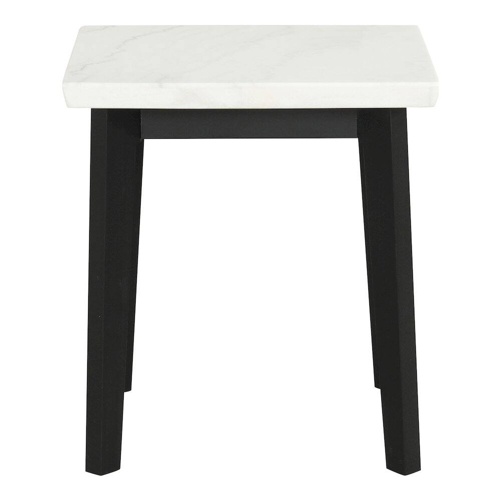 Angle. Furniture of America - Isolde Wood and Marble Square End Table in White - White.