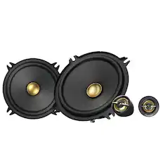 Front. Pioneer - 5.25" - 2-way, 300 W Max Power, Carbon/Mica-reinforced IMPP™ cone, 20mm PEI dome Tweeter - Component Speakers (pair) - Black.