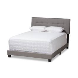 Baxton Studio - Audrey Modern and Contemporary Fabric Upholstered Queen Size Bed - Light Gray