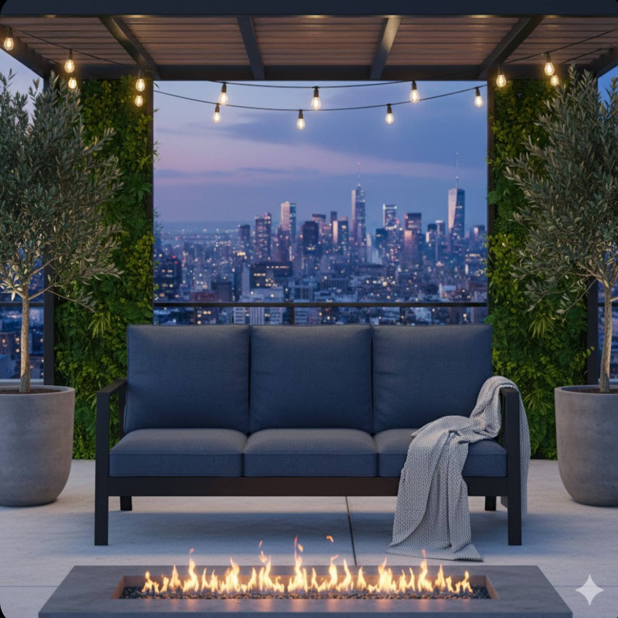 Left. Mondawe - 75" 3-Seat Aluminum Patio Sofa with  Cushions - Black+Blue.