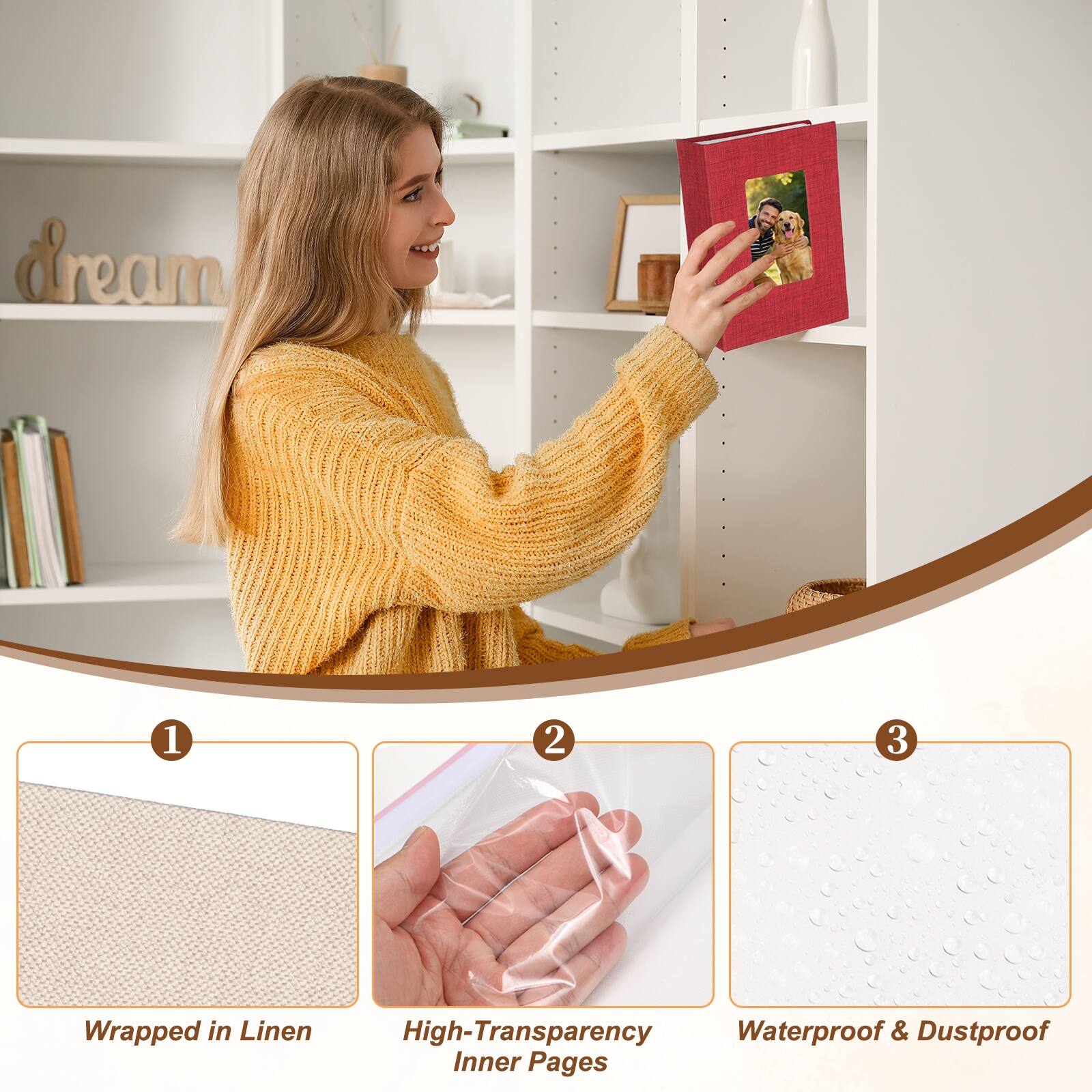 1. dream
2. Wrapped in Linen
3. High-Transparency Inner Pages
4. Waterproof & Dustproof