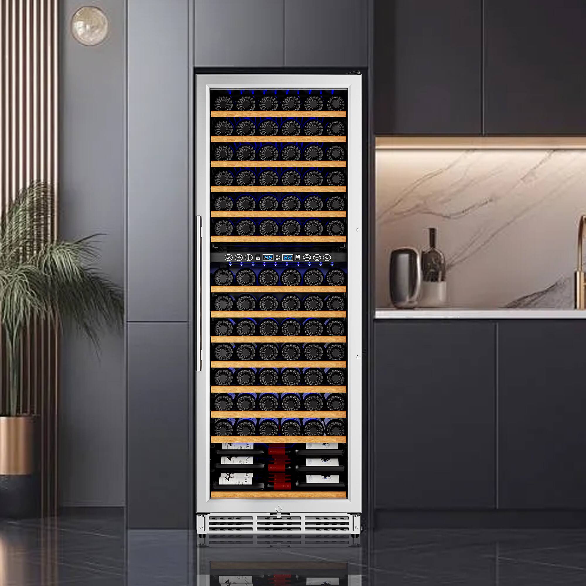 Alt View 6. SIMZLIFE - 24 in. Dual Zone Wine & Beverage Cooler - Holds 160 Wine Bottles & 48 Cans, for Home Bar/Kitchen/Commercial Use - Silver.