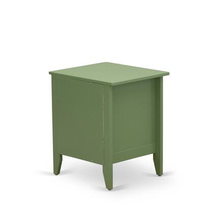 Front. East West Furniture - East West Furniture GA-12-ET Mid Century Night stand for Bedroom with 1 Wooden Drawer, Stable and Sturdy Constructed - - Clover Green.