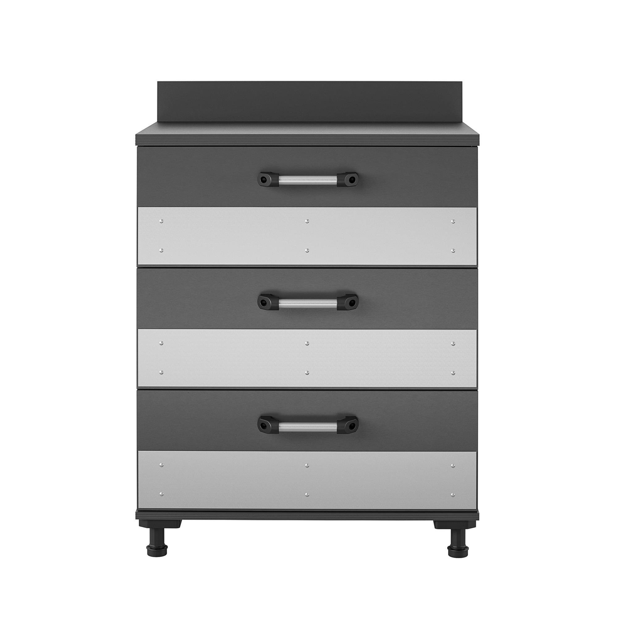 Angle. Forest'nSky - Boss 3-Drawer Heavy-Duty Storage Cabinet - Locking Metal Organizer for Office & Garage - Gray.