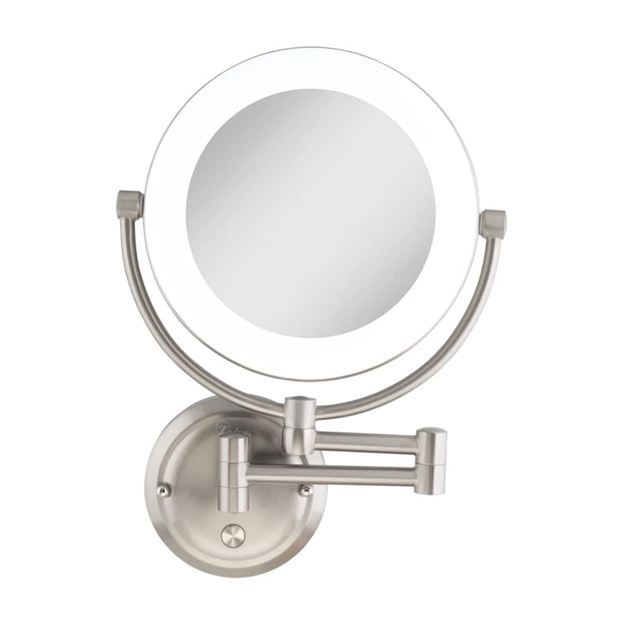 Front. Zadro - Lexington, LED Lighted Wall Mounted Makeup Mirror with 10X/1X Magnifications & Extendable Arm - Corded - Satin Nickel.