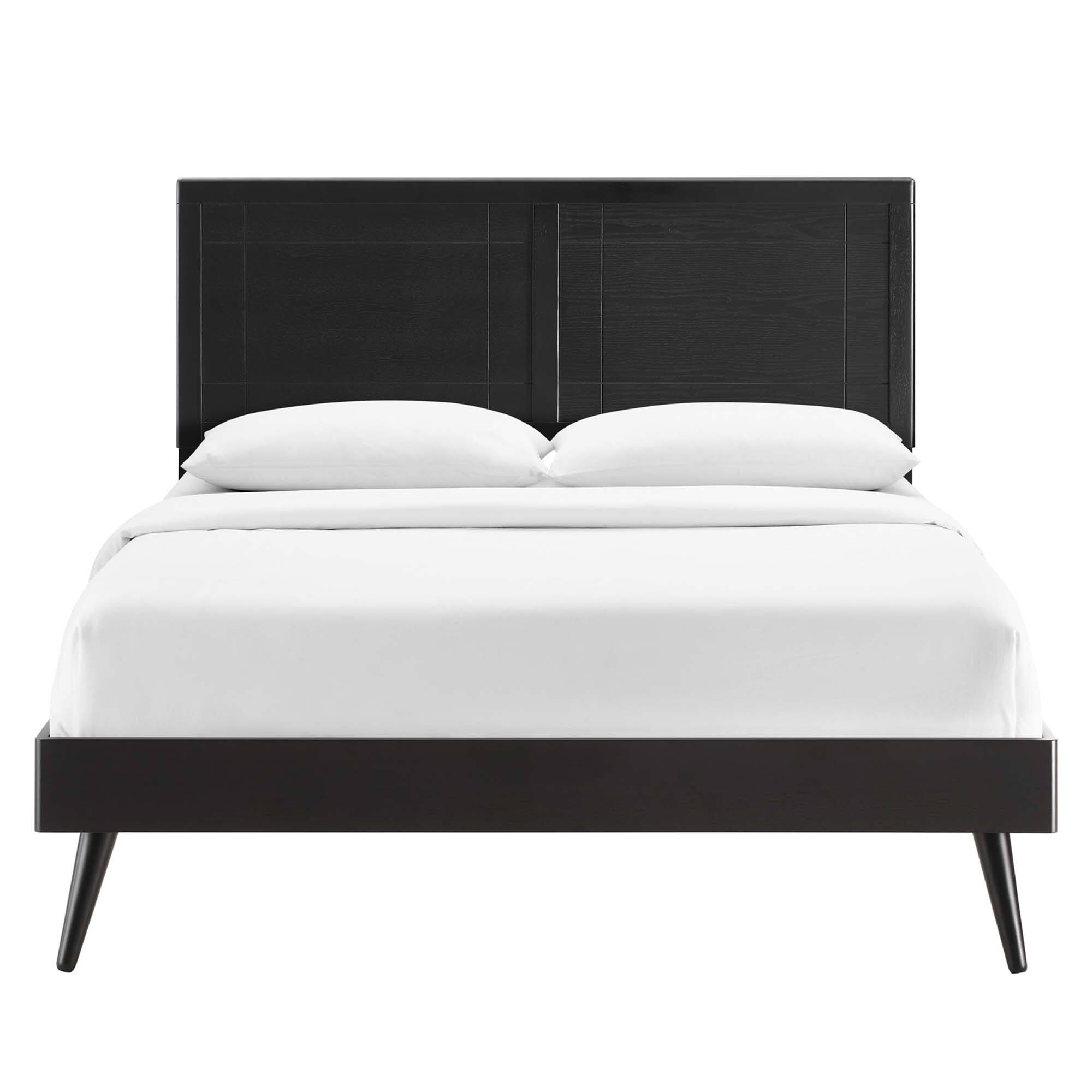 Alt View 2. Modway - Willow Wood Queen Platform Bed With Splayed Legs - White.
