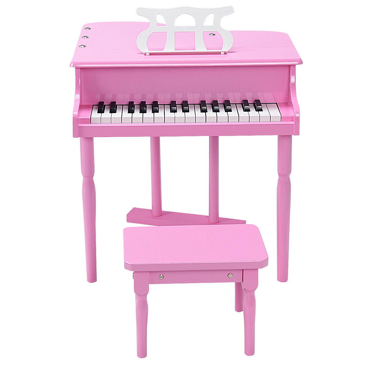 Alt View 15. Costway - Children 30 Key Toy Grand Baby Piano with Kids Bench Wood - Pink.