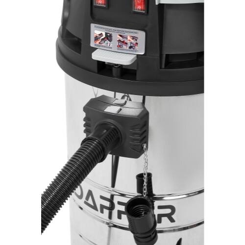 Alt View 4. Dapper Supply - 26.5 Gallon 11 Peak HP 2-in-1 Wet Dry Vacuum Stainless Steel Shop Vac with Drain & Attachments - Silver.