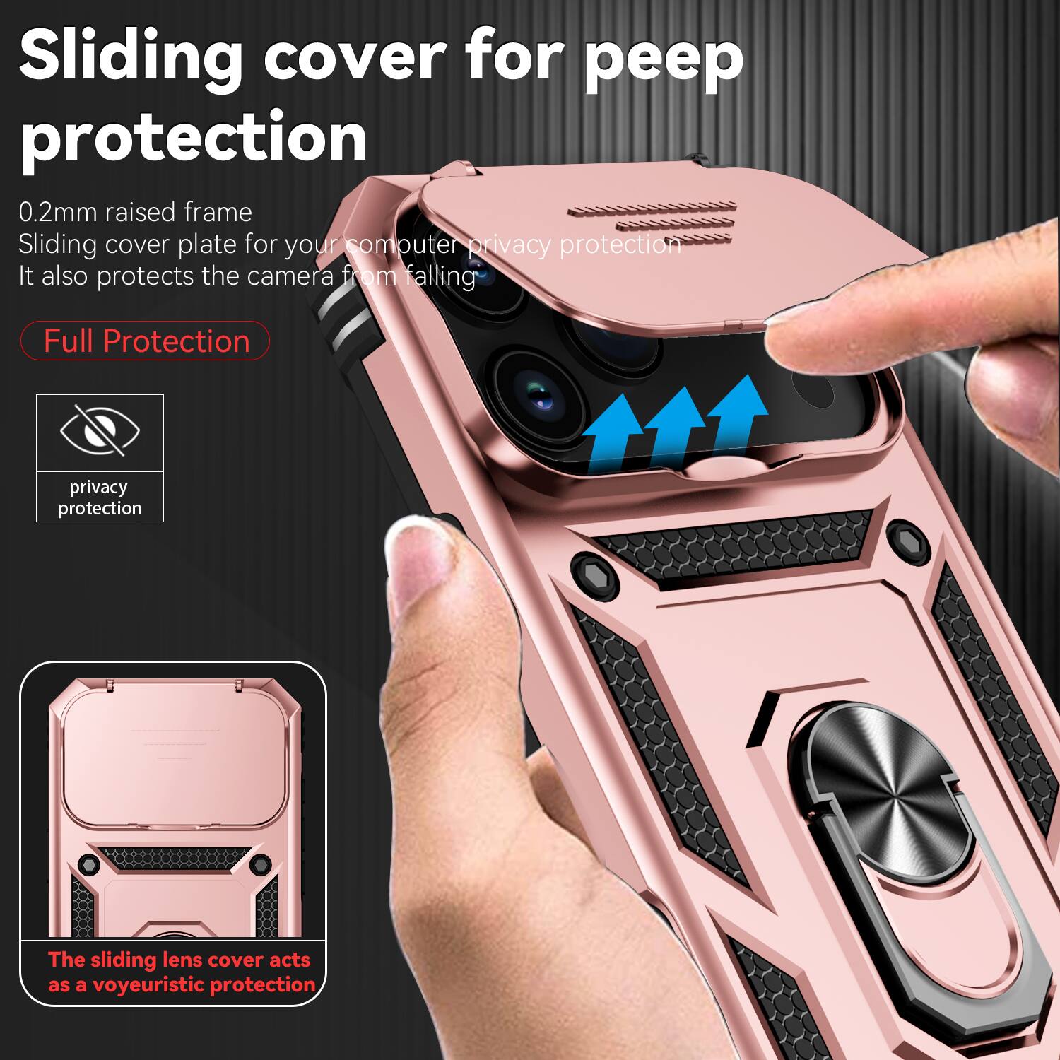 Sliding cover for peep protection

0.2mm raised frame
Sliding cover plate for your computer privacy protection
It also protects the camera from falling

Full Protection

privacy protection

The sliding lens cover acts as a voyeuristic protection