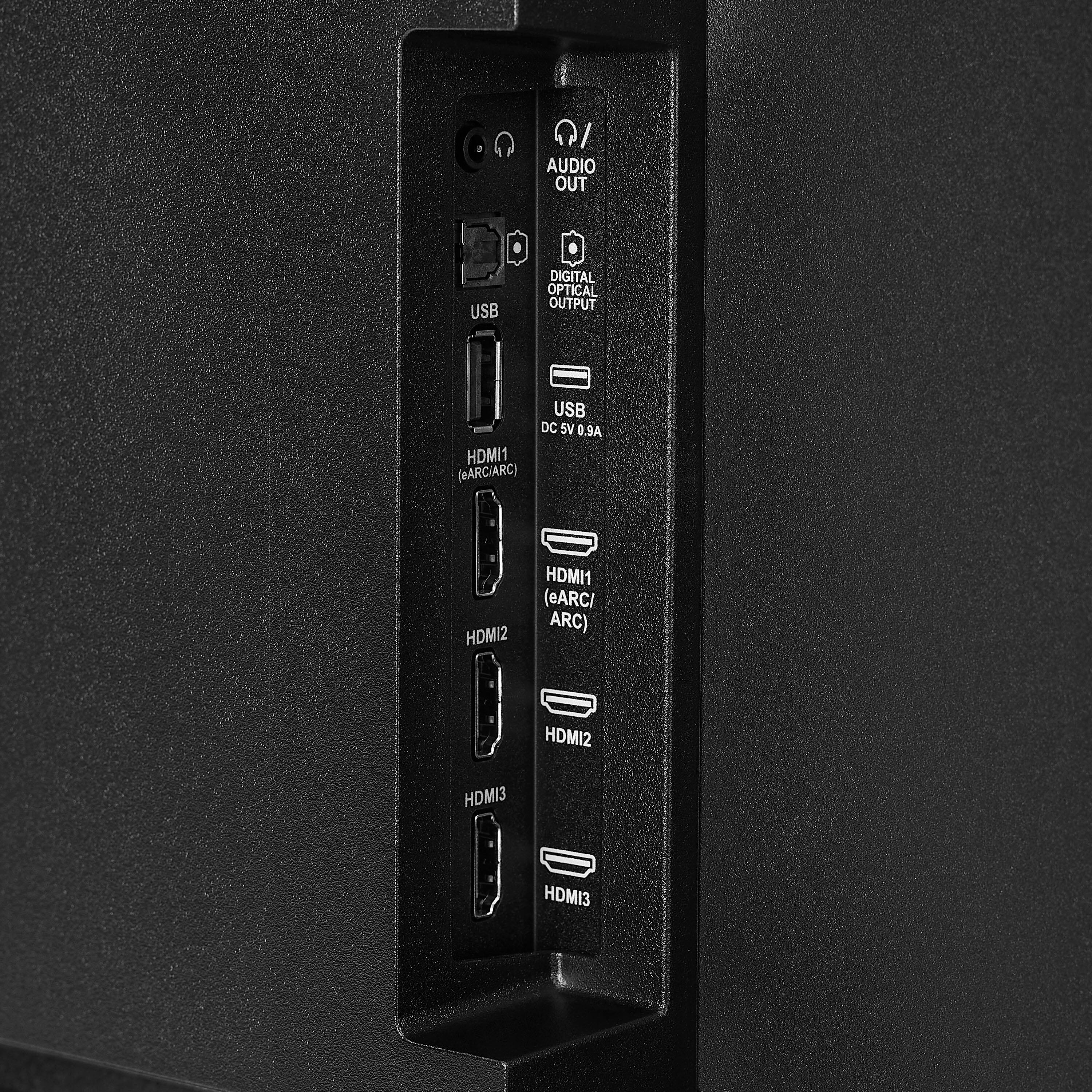 The text on the image reads:

AUDIO OUT USB DIGITAL OPTICAL OUTPUT USB DC 5V 0.9A HDMI1 (eARC) HDMI1 (eARC/ARC) HDMI12 HDMI3 HDMI3