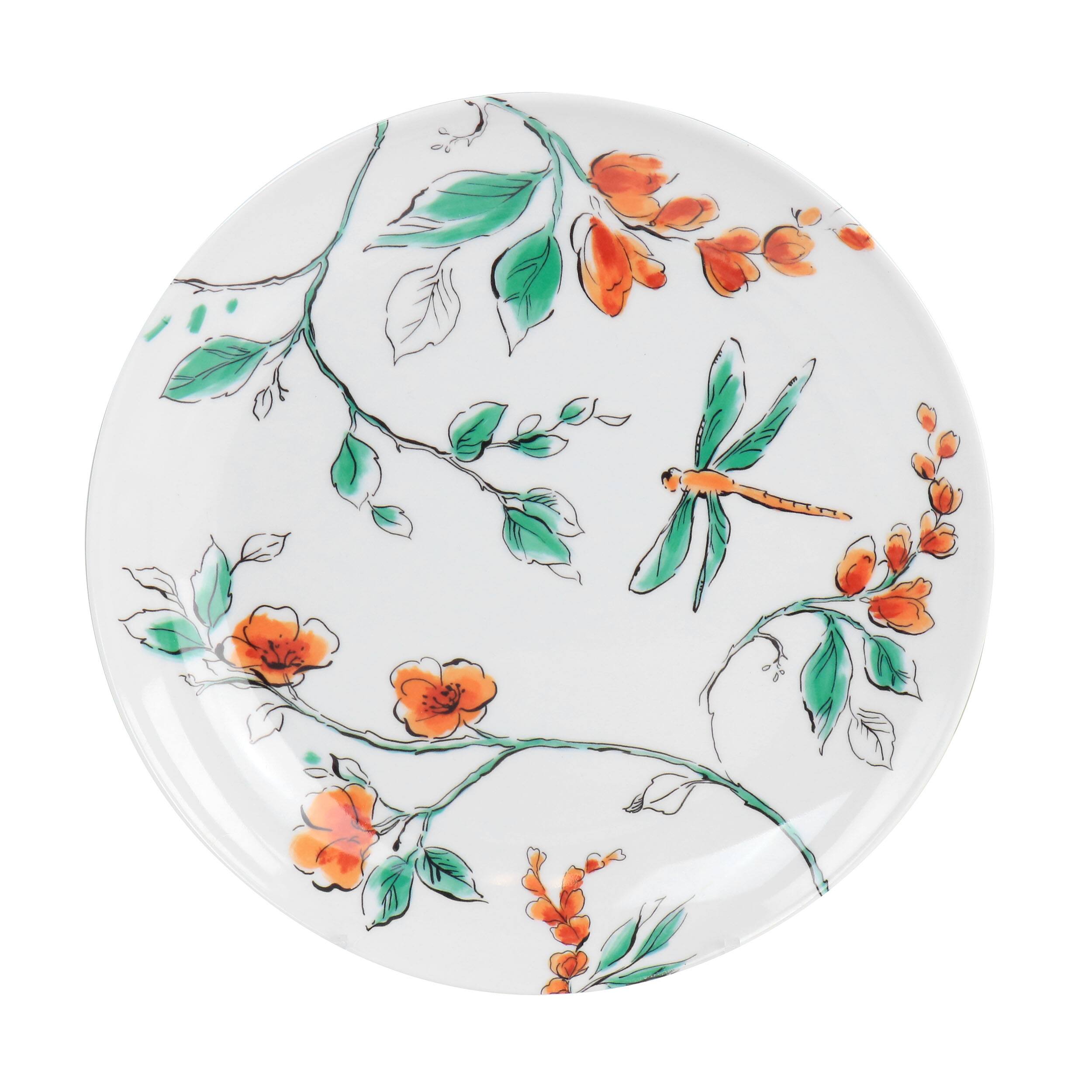 Alt View 4. Martha Stewart - Martha Stewart 12 Piece Dragonfly Melamine Dinnerware Set in White - White.