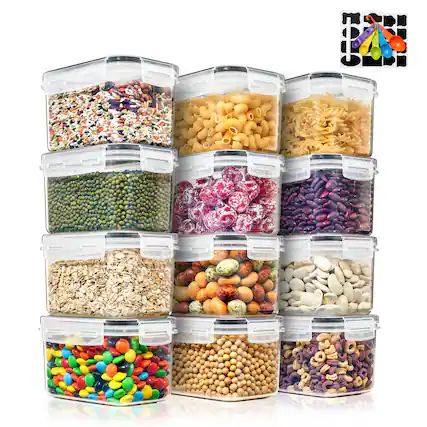Front. Sorbus - Sorbus 12 Pack (0.8L/27.05 Oz) Airtight Food Storage Containers with Locking Lids, Measuring Spoons & Labels - Clear.