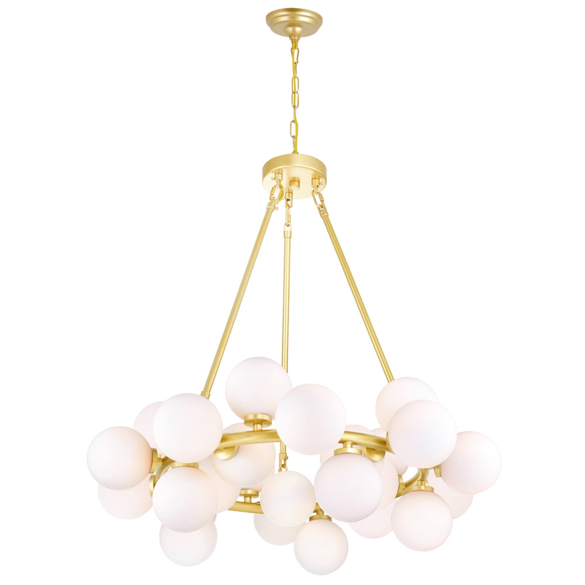 Front. CWI Lighting - Arya 25 Light Chandelier With Satin Gold Finish - Satin Gold.