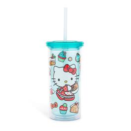 Silver Buffalo - Sanrio Hello Kitty Holiday Baking 20-Ounce Carnival Cup With Lid and Straw - Aqua