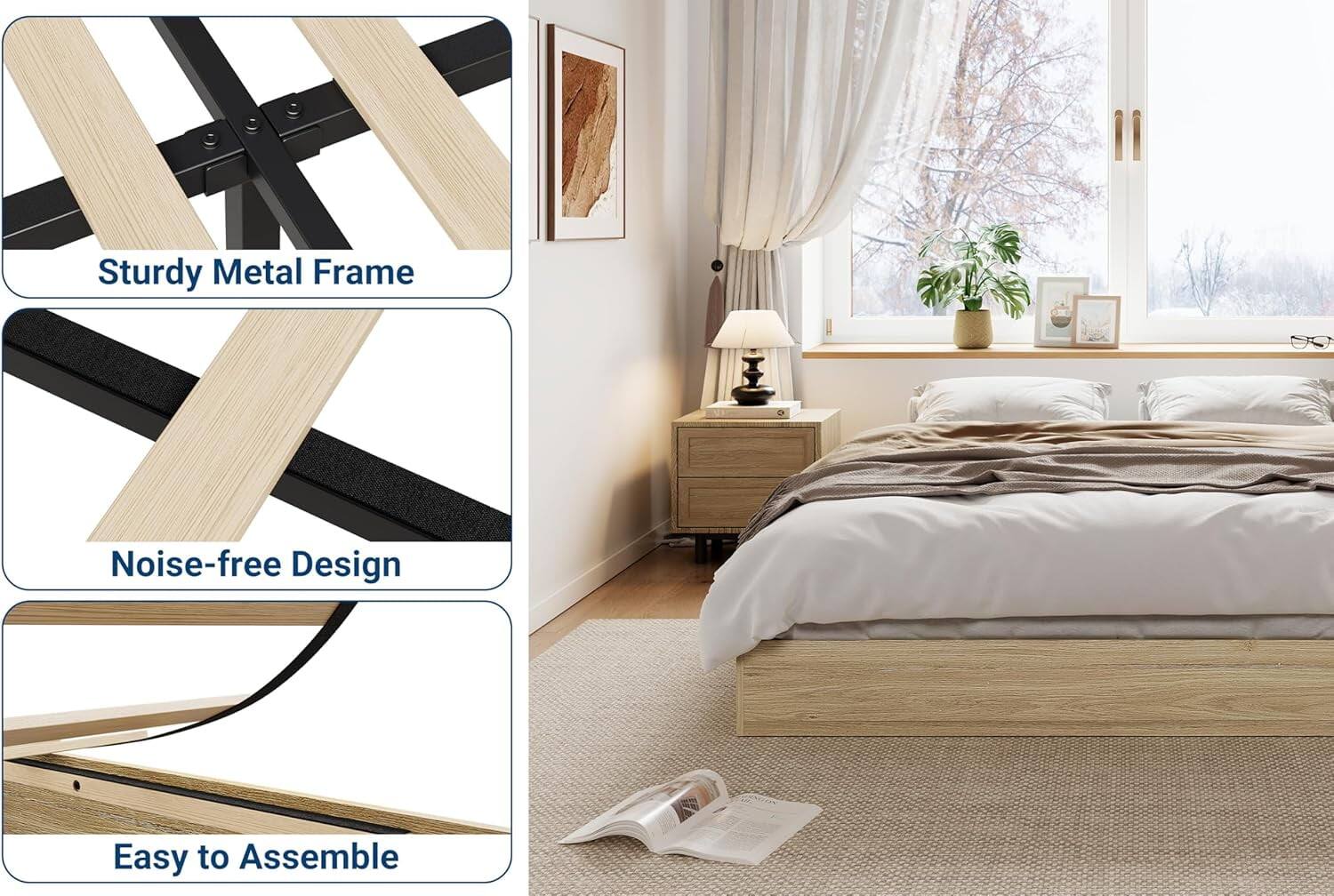 Sturdy Metal Frame  
Noise-free Design  
Easy to Assemble
