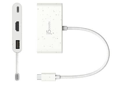 Alt View 2. j5create - j5create Eco-Friendly 3-Port USB-C Hub, White (JCA379EW) - White.