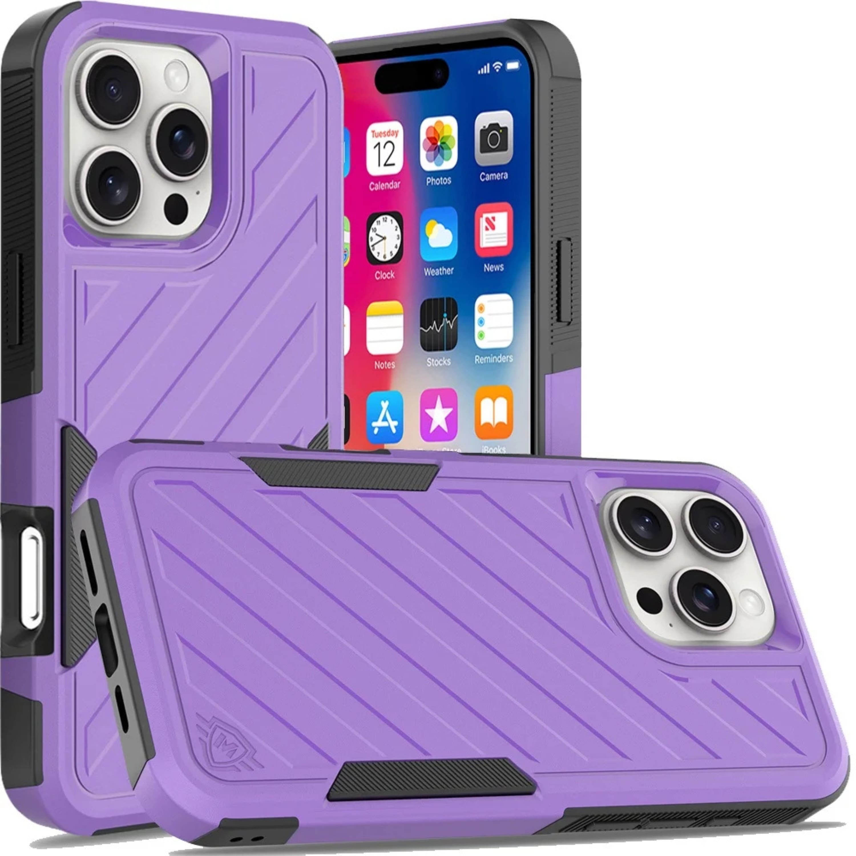 Kitcheniva - Dual Layer Shockproof Rugged Case With Tempered Glass For iPhone 16 Pro 6.3 Inch - Dark Purple price history on PriceWatchPro