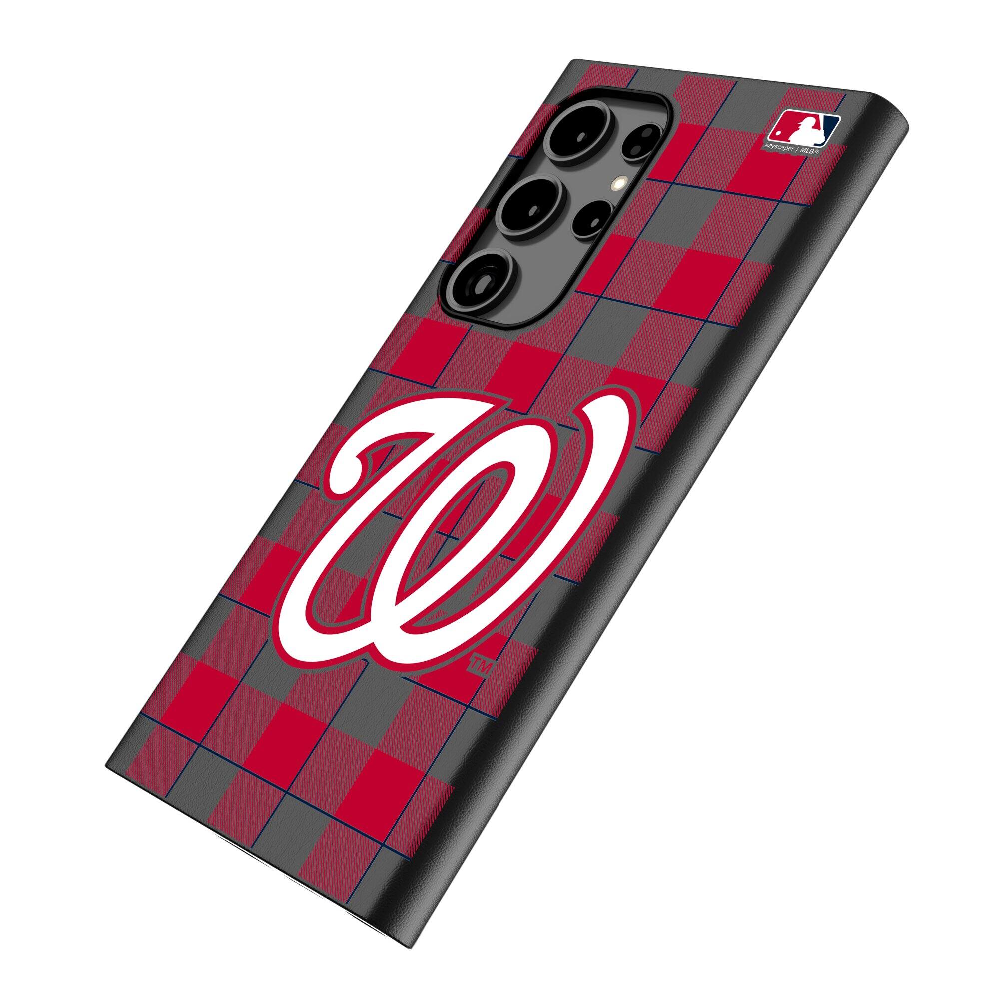 Alt View 1. Keyscaper - Washington Nationals Plaid Galaxy Magnetic Bump Case - S24 - Black.