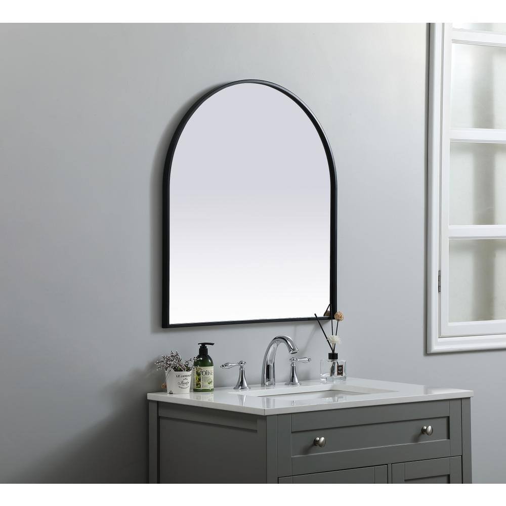 Alt View 4. Elegant Decor - Metal Frame Arch Mirror 27x30 Inch in Black - Black.