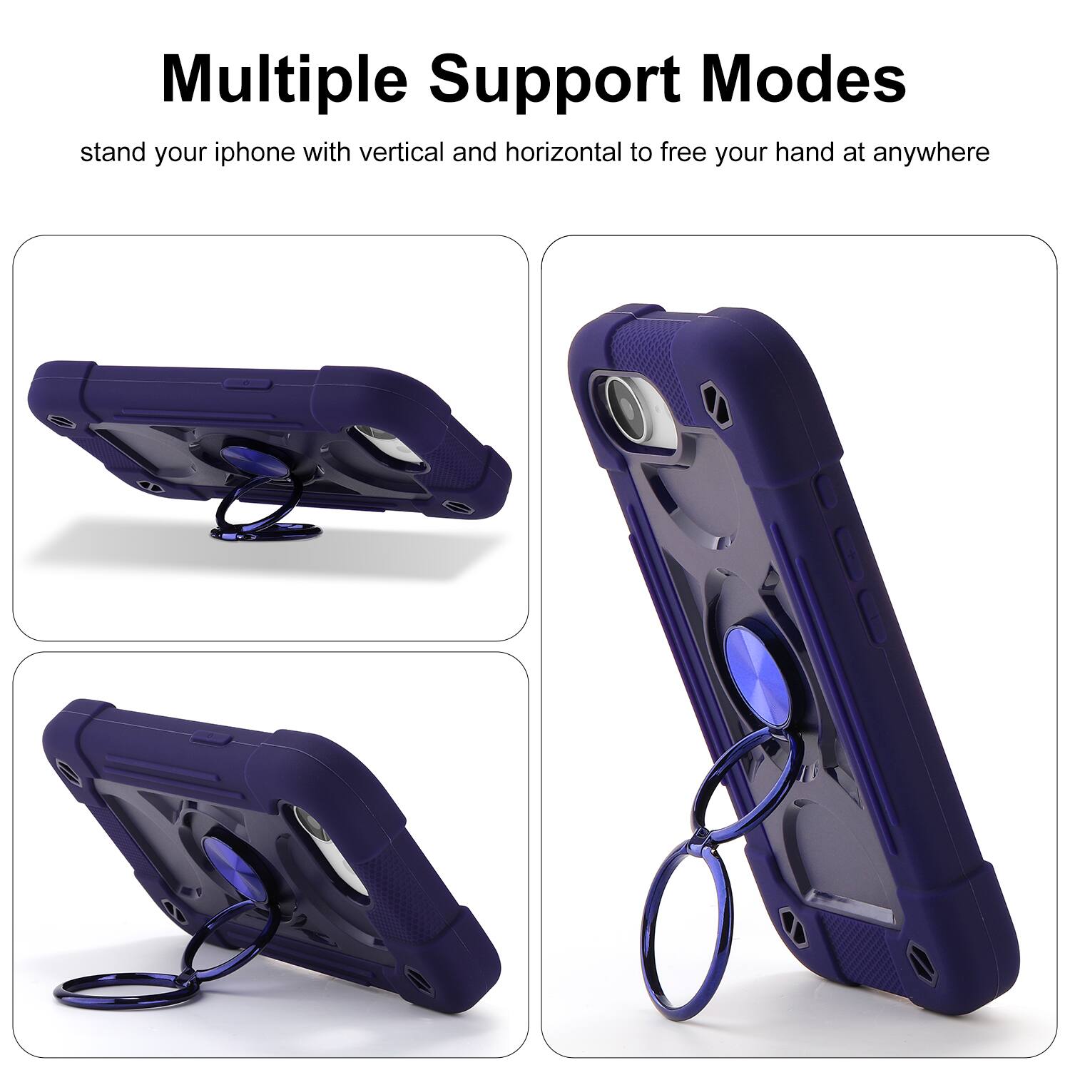 Multiple Support Modes  
stand your iphone with vertical and horizontal to free your hand at anywhere