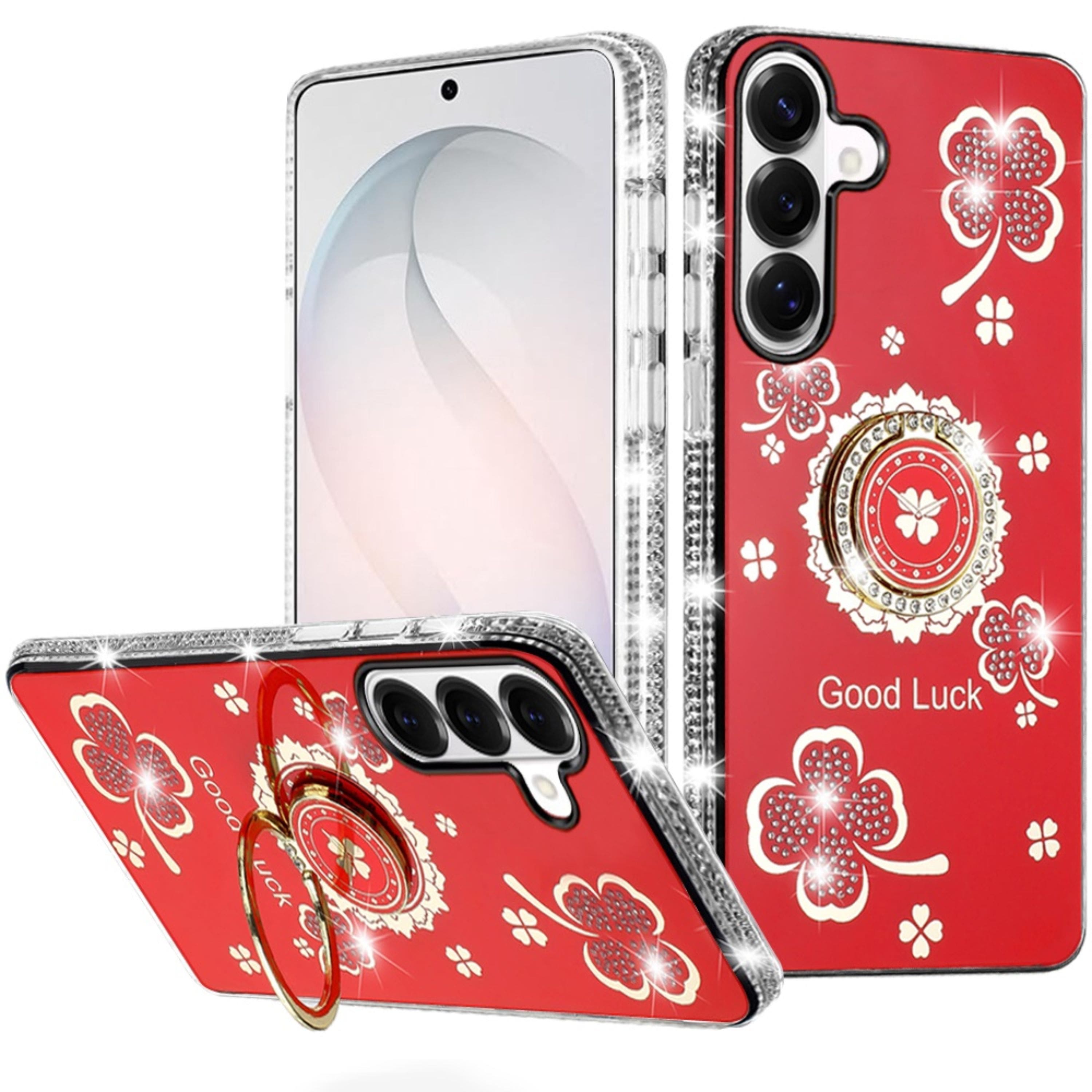 Kitcheniva - Crystal Ring Stand Bling Case With Tempered Glass For Samsung S26 Plus - Red price history on PriceWatchPro
