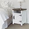 Front. Ihomeadore - Farmhouse Barn Door Nightstand Bedside Table with Adjustable Shelves - White and Brown.