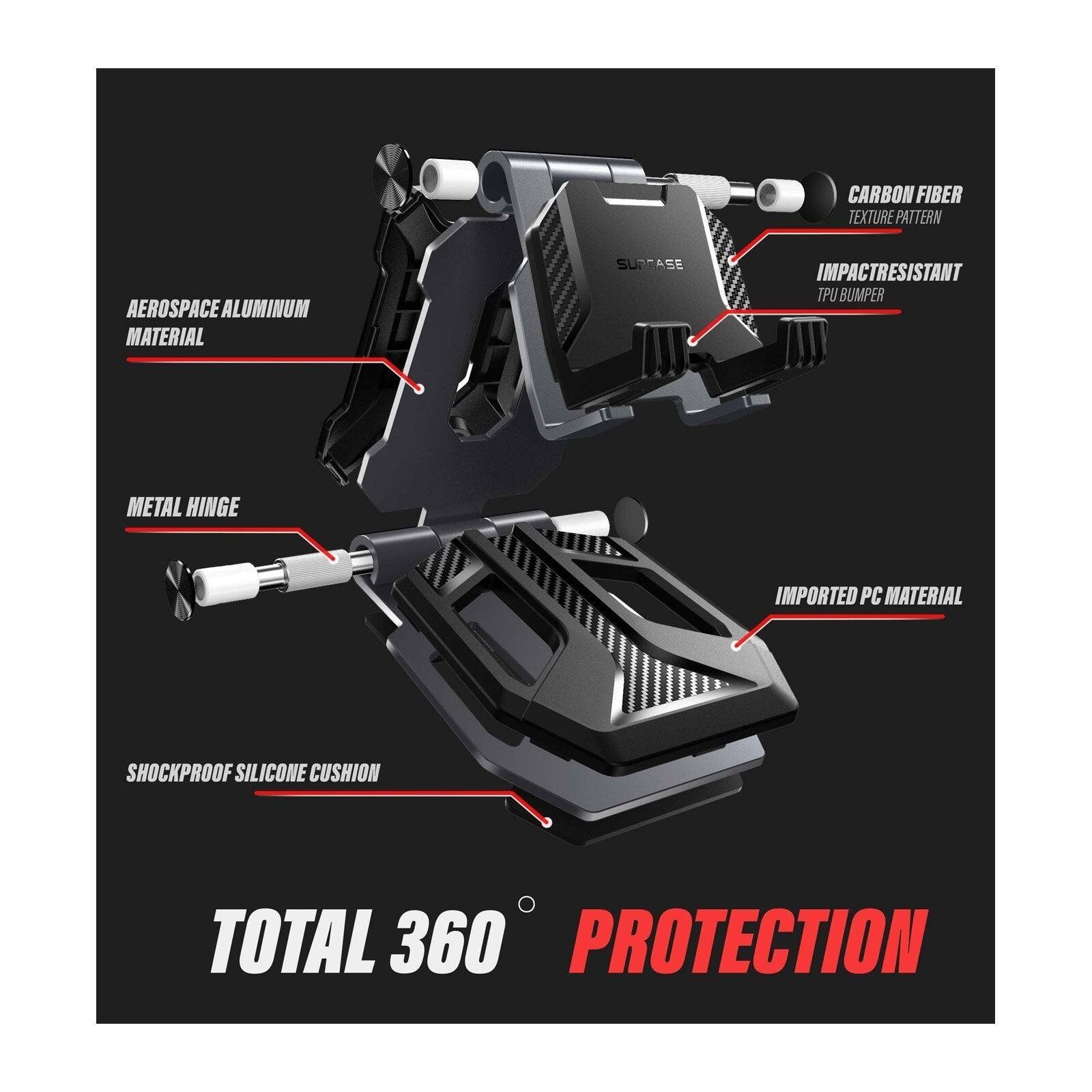 - CARBON FIBER TEXTURE PATTERN
- IMPACTRESISTANT TPU BUMPER
- AEROSPACE ALUMINUM MATERIAL
- METAL HINGE
- IMPORTED PC MATERIAL
- SHOCKPROOF SILICONE CUSHION
- TOTAL 360° PROTECTION