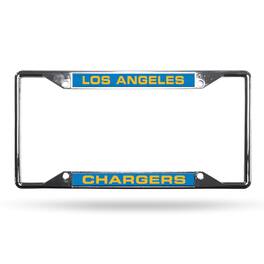 Rico Industries - Los Angeles LA Football Chargers All Corner EZ View Chrome Metal Laser Cut License Plate Frame - Multi