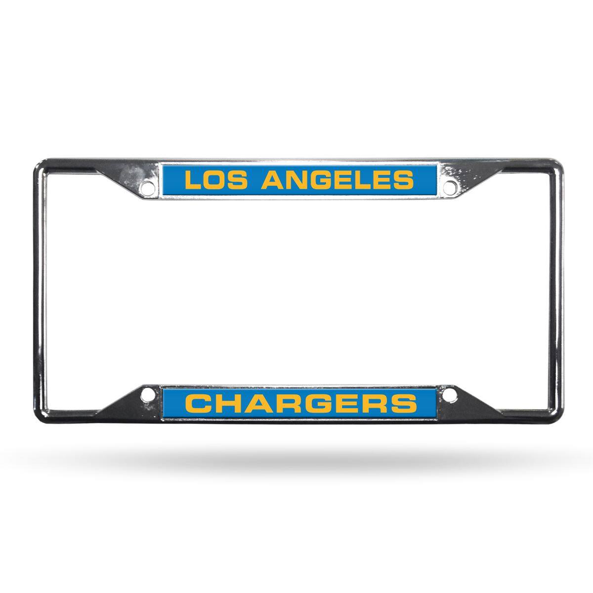 Los Angeles LA Football Chargers All Corner EZ View Chrome Metal Laser Cut License Plate Frame