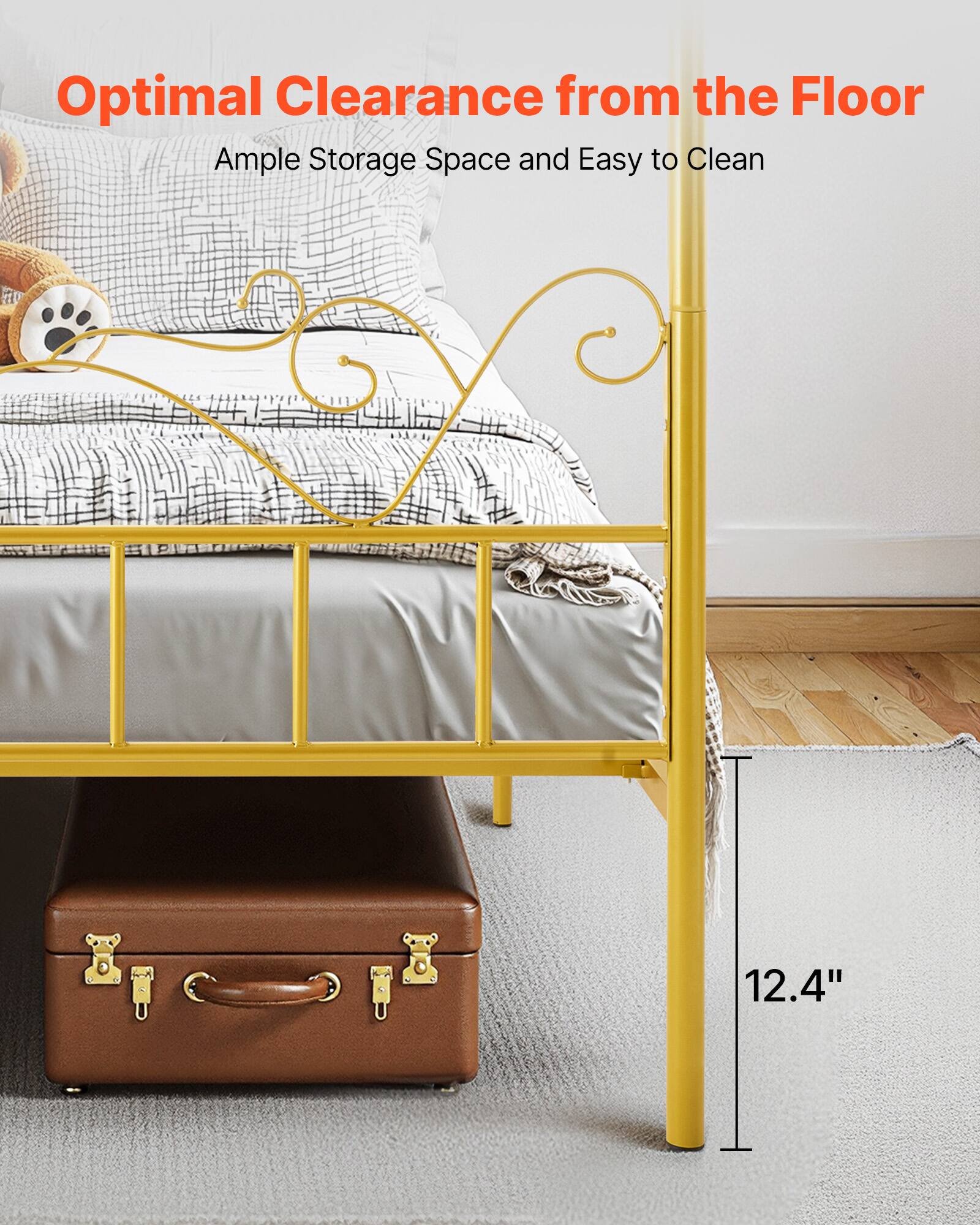 Optimal Clearance from the Floor  
Ample Storage Space and Easy to Clean  
12.4"