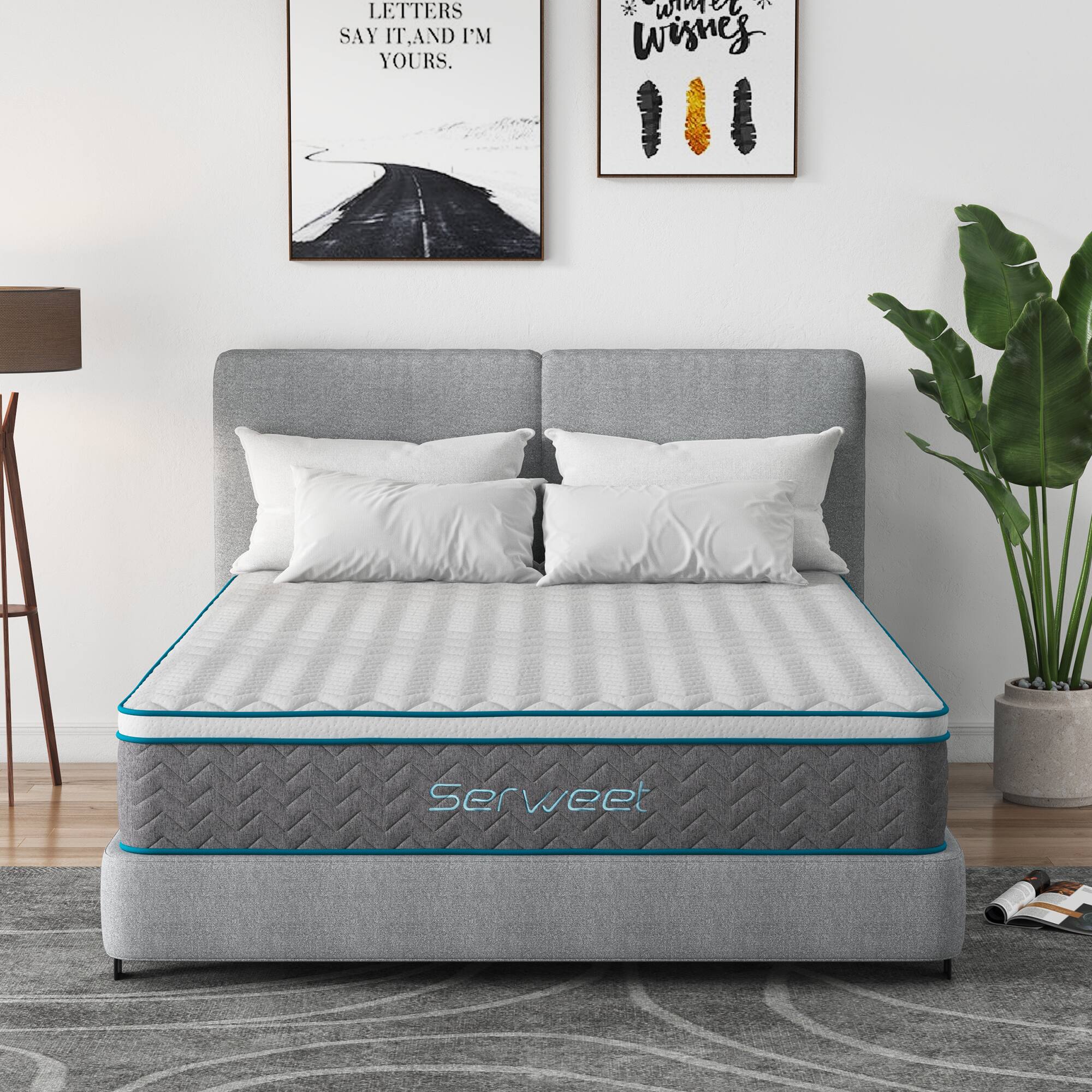 Serweet - 12 in. Medium Firm Hybrid Euro Top King Size Breathable Mattress - White