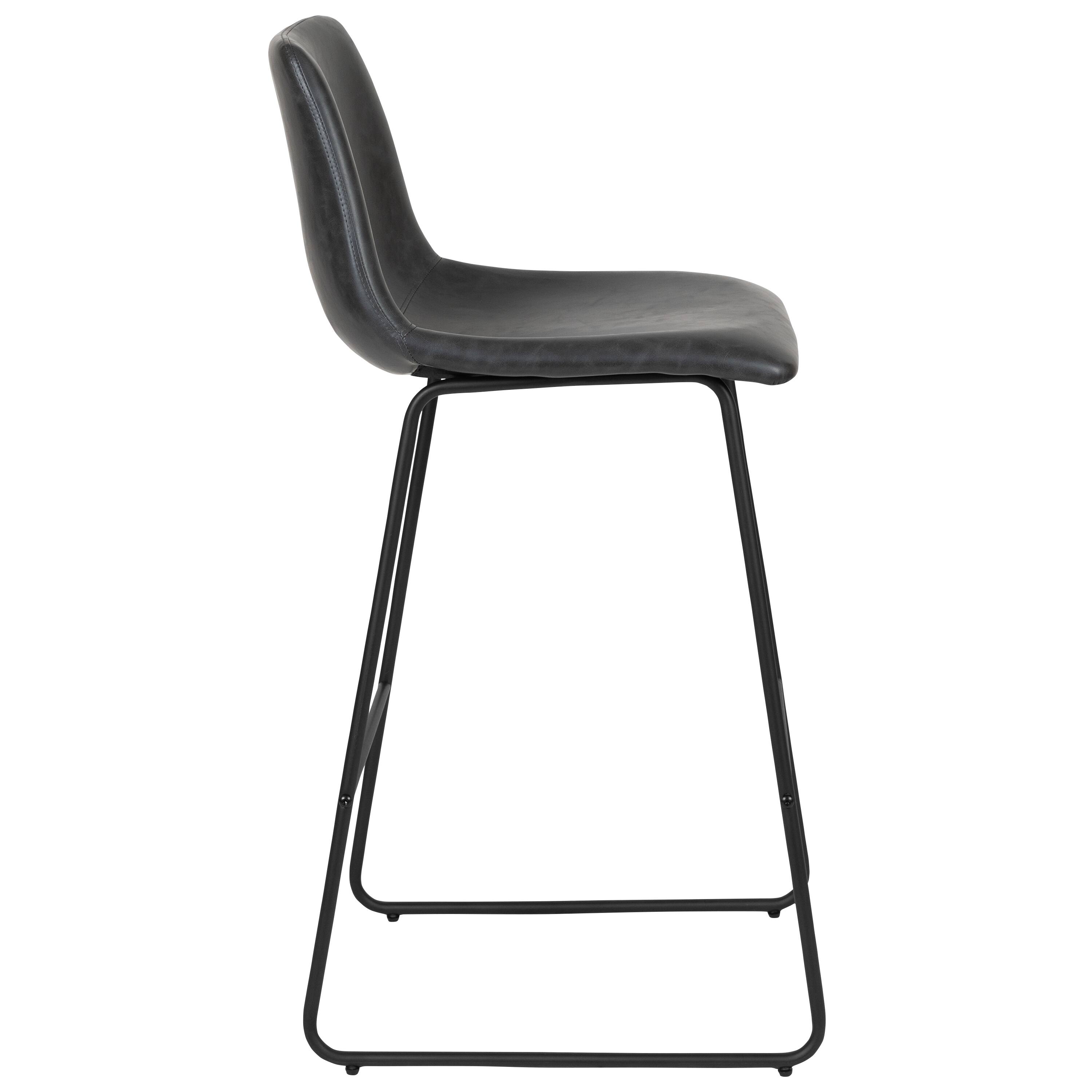 Alt View 7. Emma + Oliver - Set of 2 Kitchen Bar Height Stool - 30 Inch LeatherSoft Barstool - Gray.